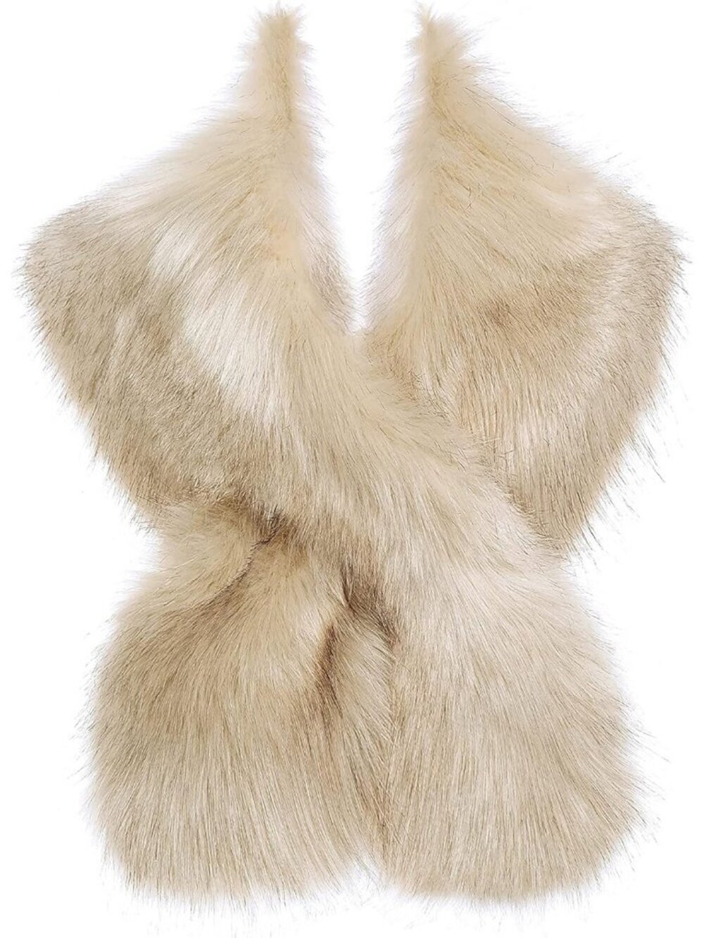 Babeyond Women's Light Khaki Faux Fur Shawl Synthetic Stylish Collar Wrap Scarf